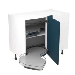 Kitchen Kit Rigid Shaker 1000mm Blind Corner Base Cabinet With Pull Out Left Cabinet - Ultra Matt - Indigo Blue - Pre-Assembled - RKKH1356