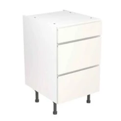Kitchen Kit Rigid J-Pull 500mm 3 Drawer Base Cabinet - Super Gloss - White - Pre-Assembled - RKKJ0041