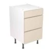 Kitchen Kit Rigid J-Pull 500mm 3 Drawer Base Cabinet - Super Gloss - Cashmere - Pre-Assembled - RKKJ0141