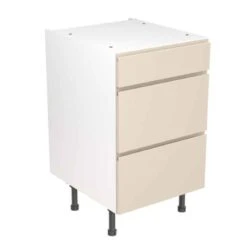 Kitchen Kit Rigid J-Pull 500mm 3 Drawer Base Cabinet - Super Gloss - Cashmere - Pre-Assembled - RKKJ0141