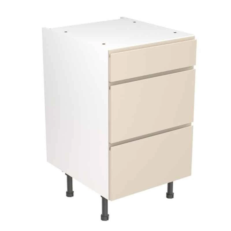 Kitchen Kit Rigid J-Pull 500mm 3 Drawer Base Cabinet - Super Gloss - Cashmere - Pre-Assembled - RKKJ0141 1 Kitchen Kit Rigid J-Pull 500mm 3 Drawer Base Cabinet - Super Gloss - Cashmere - Pre-Assembled - RKKJ0141