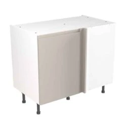 Kitchen Kit Rigid J-Pull 1000mm Blind Corner Base Cabinet - Super Gloss - Light Grey - Pre-Assembled - RKKJ0209