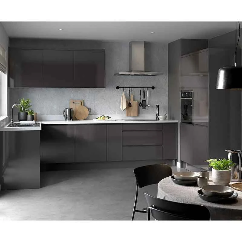 Kitchen Kit Rigid J-Pull 600mm Blind Corner Wall Cabinet - Super Gloss - Graphite - Pre-Assembled - RKKJ0416 2 Kitchen Kit Rigid J-Pull 600mm Blind Corner Wall Cabinet - Super Gloss - Graphite - Pre-Assembled - RKKJ0416 - Image 2