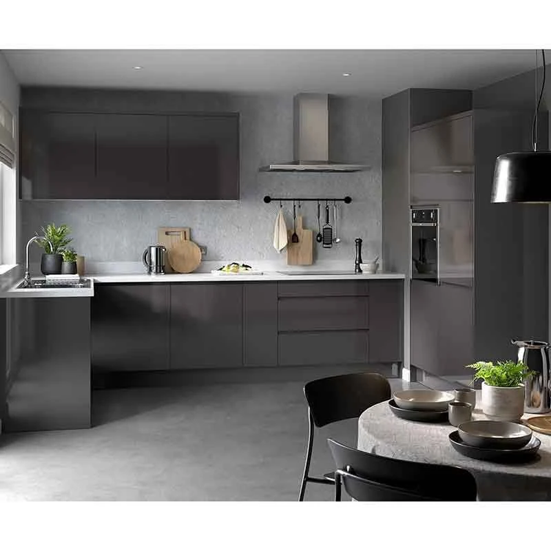 Kitchen Kit Rigid J-Pull 800mm Base Cabinet - Super Gloss - Graphite - Pre-Assembled - RKKJ0436 2 Kitchen Kit Rigid J-Pull 800mm Base Cabinet - Super Gloss - Graphite - Pre-Assembled - RKKJ0436 - Image 2