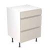 Kitchen Kit Rigid J-Pull 600mm 3 Drawer Base Cabinet - Ultra Matt - Light Grey - Pre-Assembled - RKKJ0706