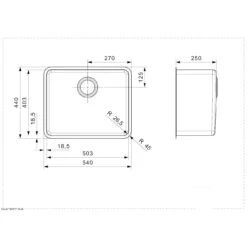 Reginox Kansas 50 X 40 Elite Integrated Stainless Steel Kitchen Sink - KANSAS 50X40 L 7 Reginox Kansas 50 X 40 Elite Integrated Stainless Steel Kitchen Sink - KANSAS 50X40 L -Blanco Shop kansas5040dimensions