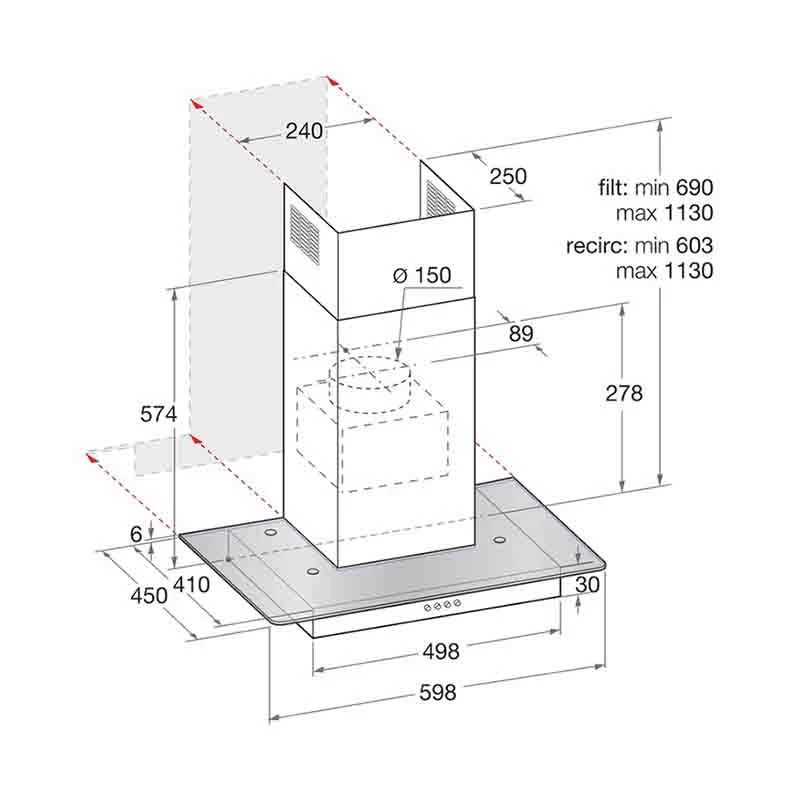 Hotpoint PHFG6.4FLMX 60cm Flat Glass Chimney Hood - Stainless Steel 4 Hotpoint PHFG6.4FLMX 60cm Flat Glass Chimney Hood - Stainless Steel - Image 4