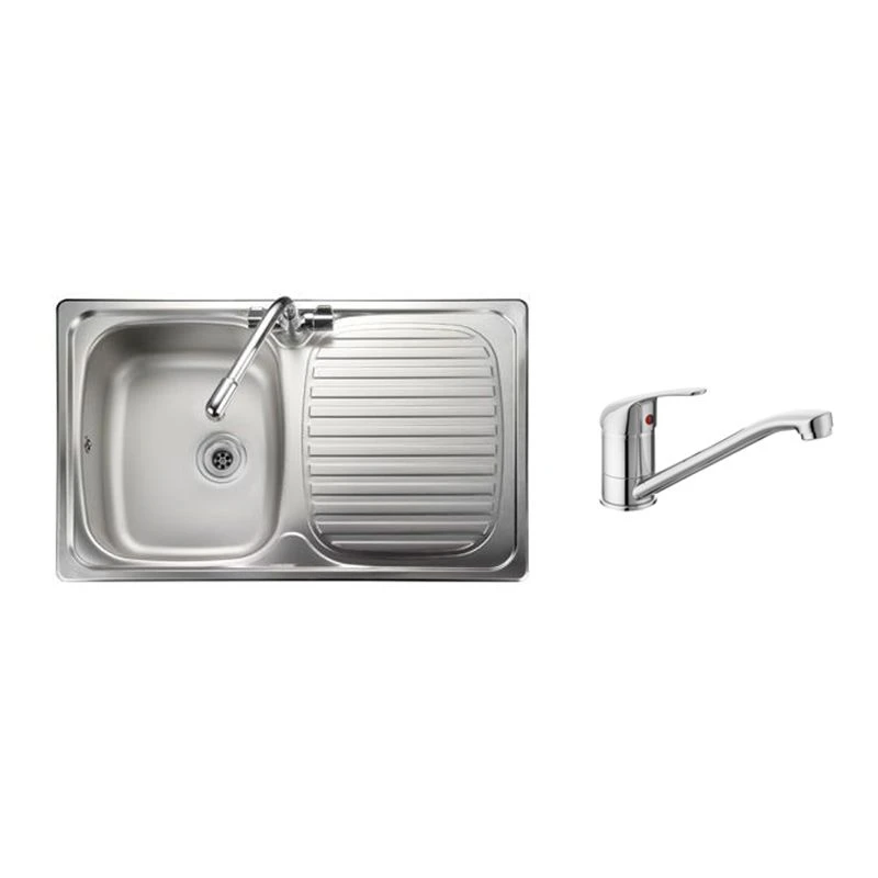 Leisure Linear Compact 1 Bowl Inset Kitchen Sink Reversible With Leisure Aquamono Single Lever Kitchen Mixer Tap & Waste - LR8001/TMO40 1 Leisure Linear Compact 1 Bowl Inset Kitchen Sink Reversible With Leisure Aquamono Single Lever Kitchen Mixer Tap & Waste - LR8001/TMO40