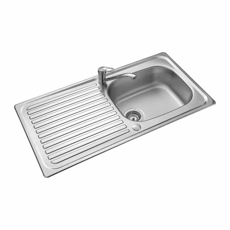 Leisure Linear 1 Bowl Inset Kitchen Sink With Reversible Drainer 0.6mm Gauge - Satin Stainless Steel - LR9501/ 2 Leisure Linear 1 Bowl Inset Kitchen Sink With Reversible Drainer 0.6mm Gauge - Satin Stainless Steel - LR9501/ - Image 2