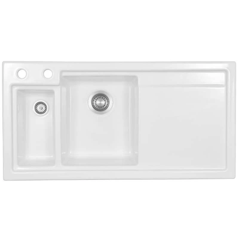 Thomas Denby Lydian Chef 1.5 Bowl Kitchen Sink & RH Drainer - White Gloss - LYD1020RWH 1 Thomas Denby Lydian Chef 1.5 Bowl Kitchen Sink & RH Drainer - White Gloss - LYD1020RWH