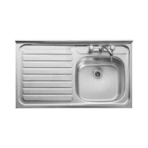 Leisure Contract Square Front 1.0 Bowl Kitchen Sink Left Hand Drainer - Stainless Steel LC105L/ 1 Leisure Contract Square Front 1.0 Bowl Kitchen Sink Left Hand Drainer - Stainless Steel LC105L/