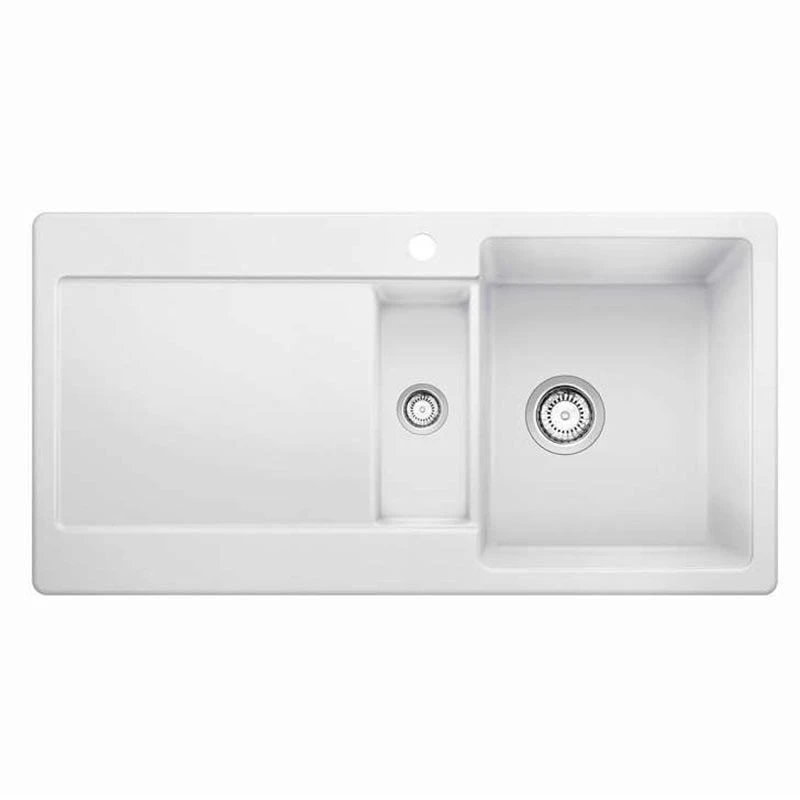 Thomas Denby Melody Pro 1.5 Bowl Reversible Ceramic Kitchen Sink & Drainer - White - MEL1020WH 1 Thomas Denby Melody Pro 1.5 Bowl Reversible Ceramic Kitchen Sink & Drainer - White - MEL1020WH