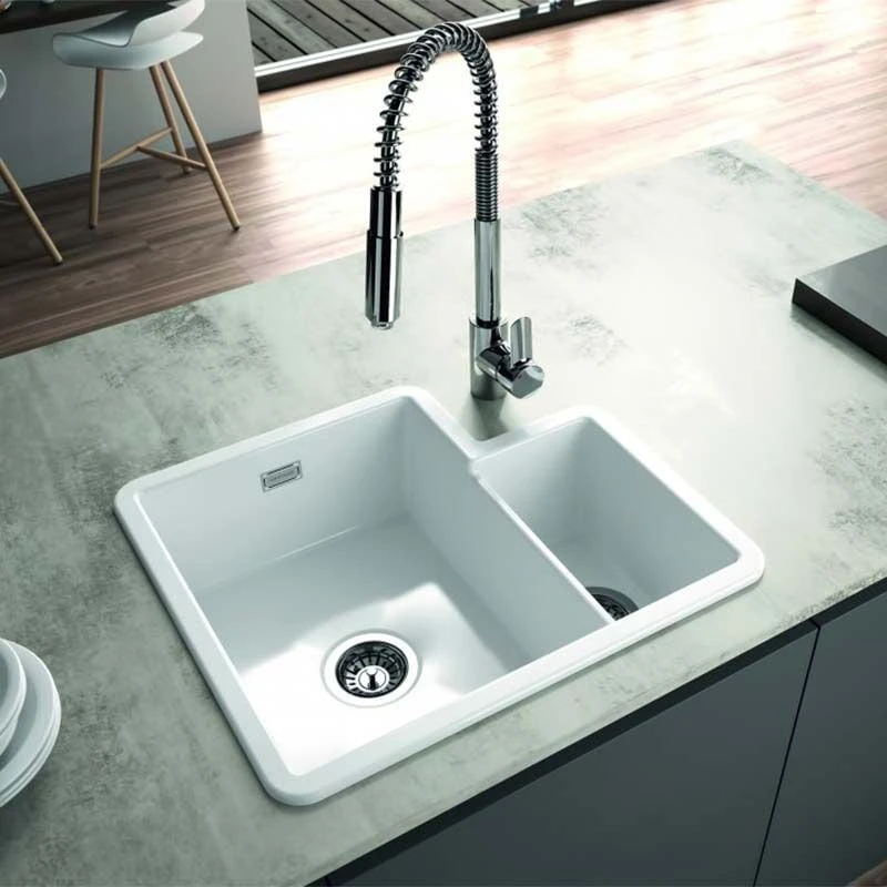 Thomas Denby Metro 1.3 Bowl Ceramic Kitchen Sink - White - MET1010 1 Thomas Denby Metro 1.3 Bowl Ceramic Kitchen Sink - White - MET1010
