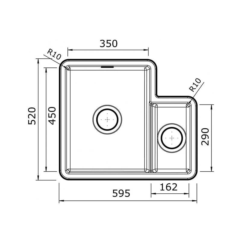 Thomas Denby Metro 1.3 Bowl Ceramic Kitchen Sink - White - MET1010 2 Thomas Denby Metro 1.3 Bowl Ceramic Kitchen Sink - White - MET1010 - Image 2