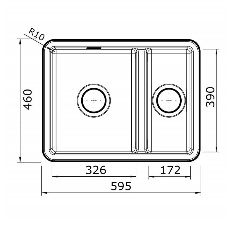 Thomas Denby Metro 1.5 Bowl Ceramic Kitchen Sink - White - MET1020 2 Thomas Denby Metro 1.5 Bowl Ceramic Kitchen Sink - White - MET1020 - Image 2