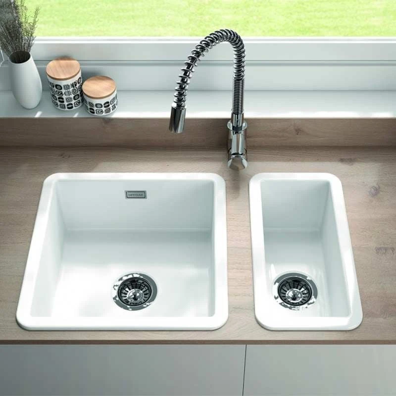 Thomas Denby Metro 0.5 Bowl Ceramic Kitchen Sink - White - MET1030 1 Thomas Denby Metro 0.5 Bowl Ceramic Kitchen Sink - White - MET1030
