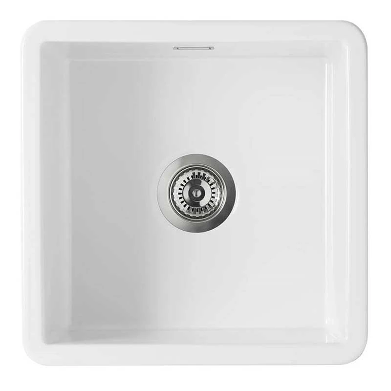 Thomas Denby Metro 1 Bowl Ceramic Medium Bowl Kitchen Sink - White - MET1040 1 Thomas Denby Metro 1 Bowl Ceramic Medium Bowl Kitchen Sink - White - MET1040