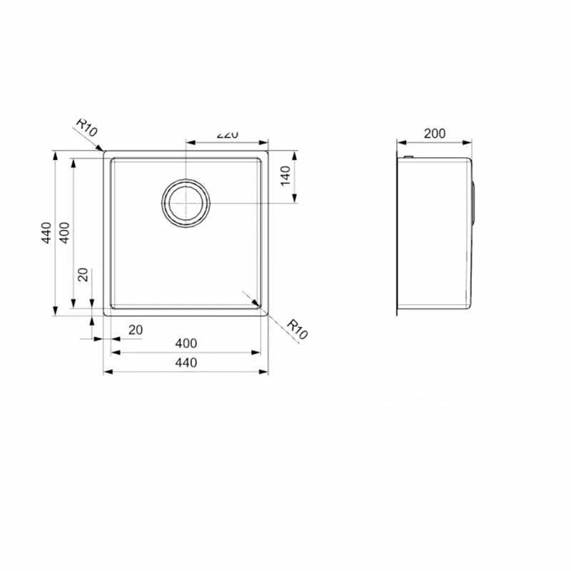 Reginox Miami 1 Bowl Integrated Sink - Copper - MIAMI 40X40 COPPER 2 Reginox Miami 1 Bowl Integrated Sink - Copper - MIAMI 40X40 COPPER - Image 2