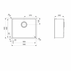 Reginox Miami 1 Bowl Integrated Sink - Copper - MIAMI 50X40 COPPER 9 Reginox Miami 1 Bowl Integrated Sink - Copper - MIAMI 50X40 COPPER -Blanco Shop m i miami50x40copper dimensions