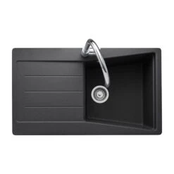 Rangemaster Mica Compact 1 Bowl Igneous Granite Kitchen Sink - Ash Black - MIC860AS/