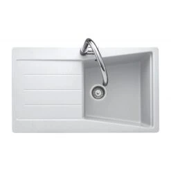 Rangemaster Mica Compact 1 Bowl Igneous Granite Kitchen Sink - Crystal White - MIC860CW/