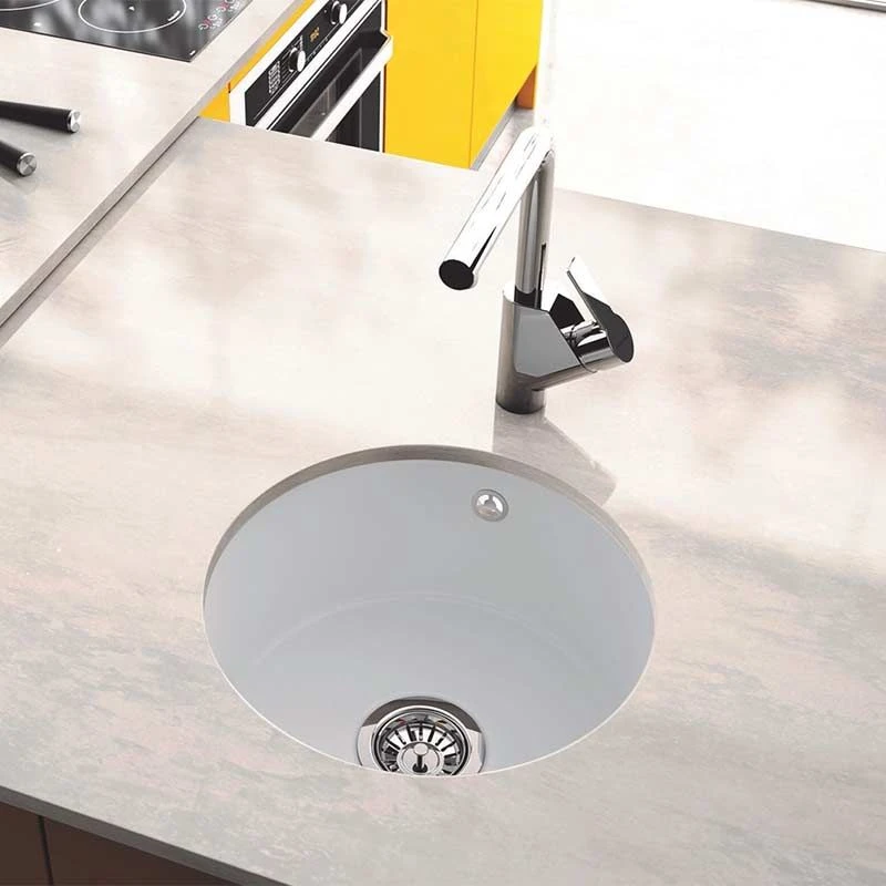 Thomas Denby Metro 1 Bowl Ceramic Round Bowl Kitchen Sink - Sea Mist - MET1060G 1 Thomas Denby Metro 1 Bowl Ceramic Round Bowl Kitchen Sink - Sea Mist - MET1060G