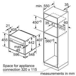 Neff N90 C24FT53G0B Bulit In Compact Steam Oven With Home Connect - Black With Graphite Grey Trim -Blanco Shop n e neff n90 c24ft53g0b built in compact steam oven dimensions3