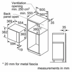 Neff N50 HLAWD53N0B Built-In Microwave - Black With Steel Trim 11 Neff N50 HLAWD53N0B Built-In Microwave - Black With Steel Trim -Blanco Shop n e neff hlawd53n0b dims