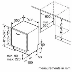Neff N70 S187ECX23G Built-In F/I 14 Place Dishwasher With Home Connect- Black -Blanco Shop n e neff s187ecx23g dims
