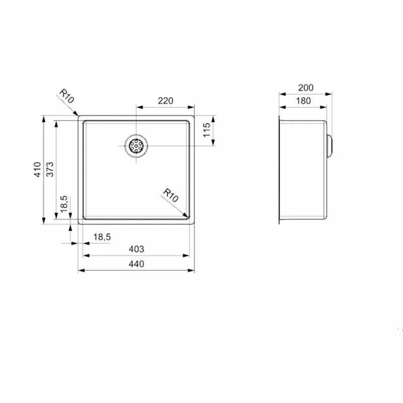 Reginox New Jersery 1 Bowl Integrated Sink - NEW JERSEY 40X37 2 Reginox New Jersery 1 Bowl Integrated Sink - NEW JERSEY 40X37 - Image 2