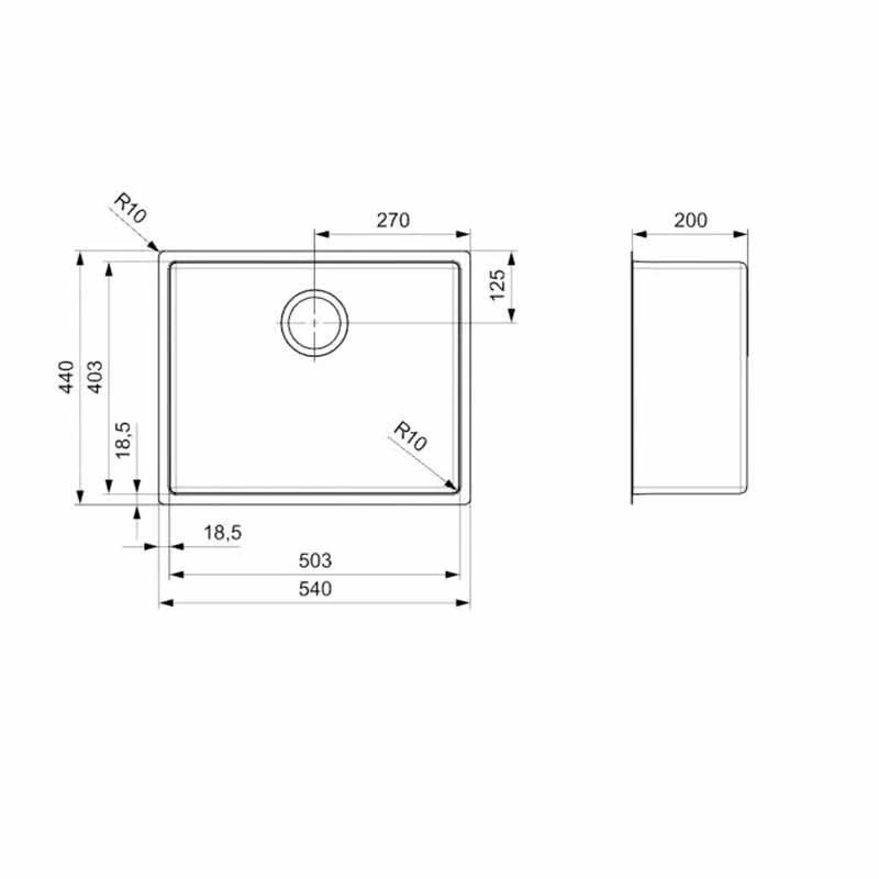 Reginox New York 1 Bowl Integrated Sink - Jet Black - NEW YORK 50X40 JB 4 Reginox New York 1 Bowl Integrated Sink - Jet Black - NEW YORK 50X40 JB - Image 4