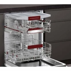 Neff N50 S195HCX26G Built-In F/I 60cm 14 Place Standard Dishwasher With Home Connect - Black -Blanco Shop neff n50s195hcx26g open racks and tray side front view