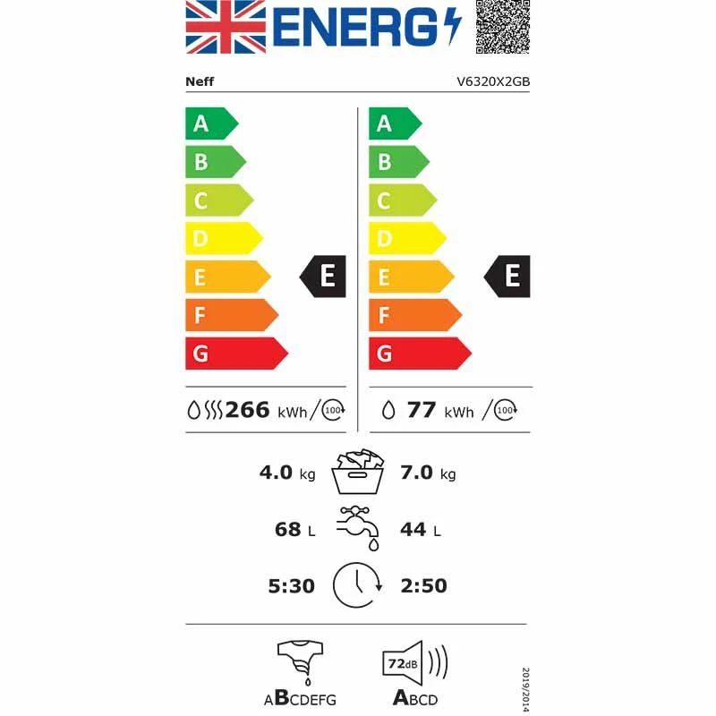 Neff V6320X2GB Built-In 7/4kg 1400rpm Washer Dryer - White - V6320X2GB 8 Neff V6320X2GB Built-In 7/4kg 1400rpm Washer Dryer - White - V6320X2GB - Image 8