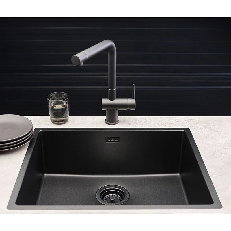 Reginox New York 1 Bowl Integrated Sink - Jet Black - NEW YORK 50X40 JB 1 Reginox New York 1 Bowl Integrated Sink - Jet Black - NEW YORK 50X40 JB