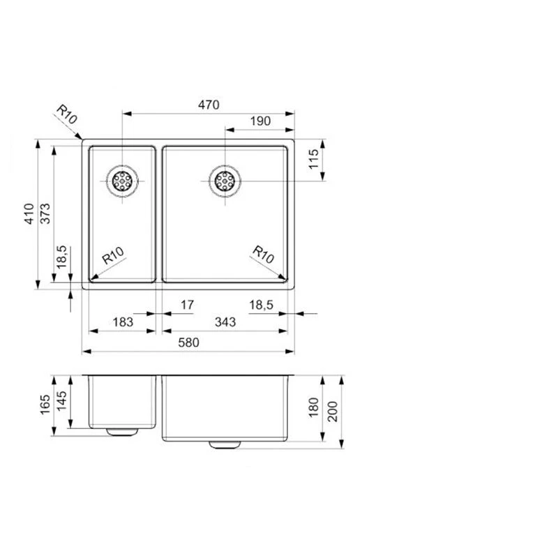 Reginox New Jersey 1.5 Bowl Integrated Sink - NEW JERSEY 18X37+34X37 2 Reginox New Jersey 1.5 Bowl Integrated Sink - NEW JERSEY 18X37+34X37 - Image 2