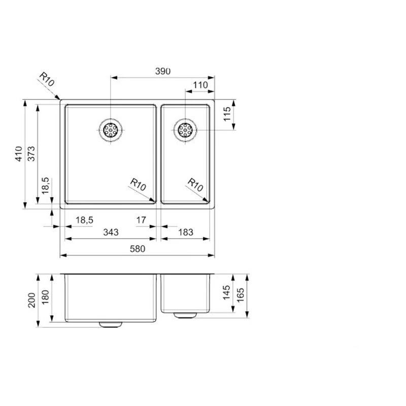 Reginox New Jersey 1.5 Bowl Integrated Sink - NEW JERSEY 34X37+18X37 2 Reginox New Jersey 1.5 Bowl Integrated Sink - NEW JERSEY 34X37+18X37 - Image 2