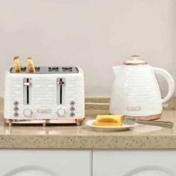 HOMCOM 1600W 1.7 Litre Rapid Boil Kettle & Toaster Set - Cream - 800-162V70CW -Blanco Shop nst756188f7dcb2bb.jpg