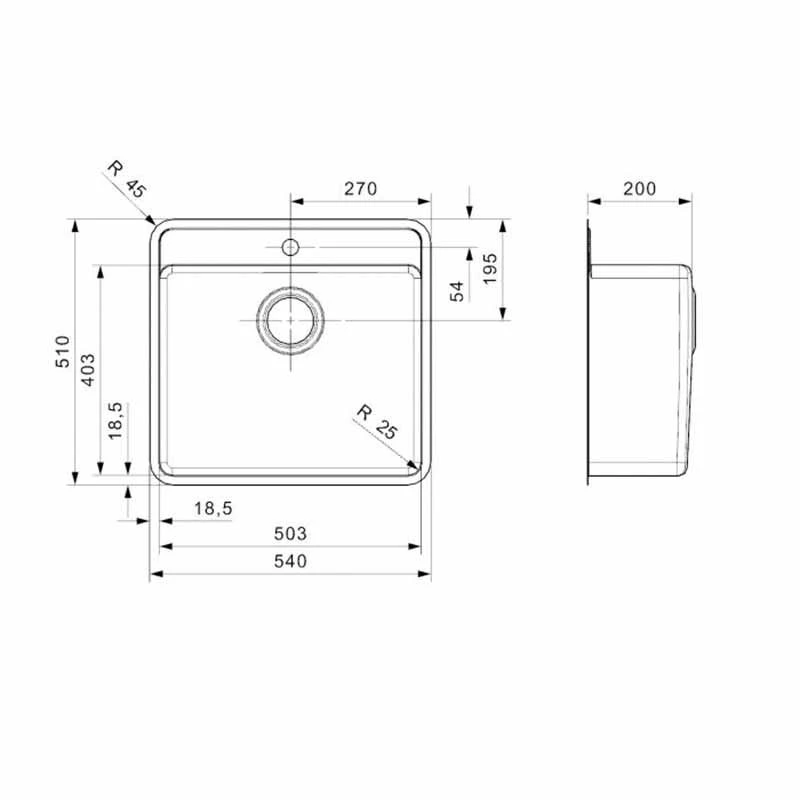 Reginox Ohio 1 Bowl Integrated Sink - Jet Black - OHIO 50X40 JB 2 Reginox Ohio 1 Bowl Integrated Sink - Jet Black - OHIO 50X40 JB - Image 2