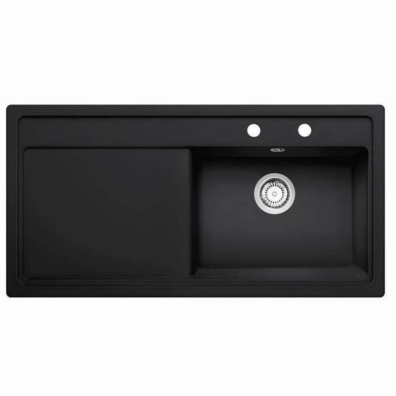 Thomas Denby Opus XL 1 Bowl Ceramic Kitchen Sink & LH Drainer - Black Satin - OPU1010LBL 1 Thomas Denby Opus XL 1 Bowl Ceramic Kitchen Sink & LH Drainer - Black Satin - OPU1010LBL