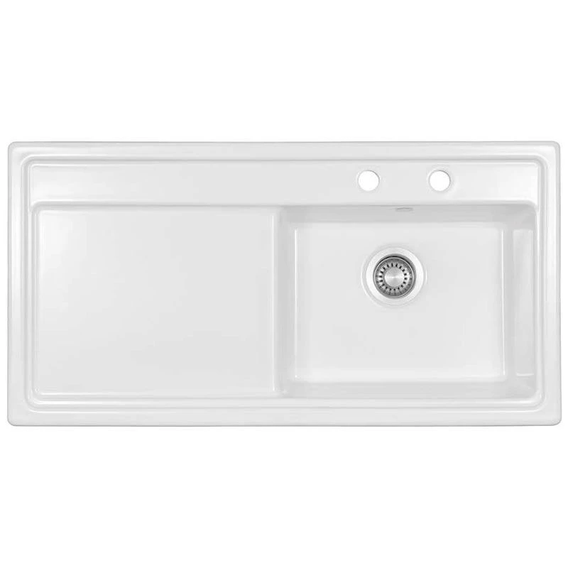 Thomas Denby Opus XL 1 Bowl Ceramic Kitchen Sink & LH Drainer - White Gloss - OPU1010LWH 1 Thomas Denby Opus XL 1 Bowl Ceramic Kitchen Sink & LH Drainer - White Gloss - OPU1010LWH