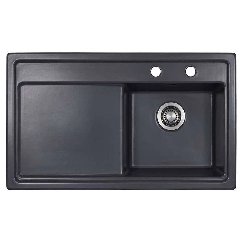Thomas Denby Opus Compact 1 Bowl Ceramic Kitchen Sink & LH Drainer - Basalt - OPU861LBA 1 Thomas Denby Opus Compact 1 Bowl Ceramic Kitchen Sink & LH Drainer - Basalt - OPU861LBA