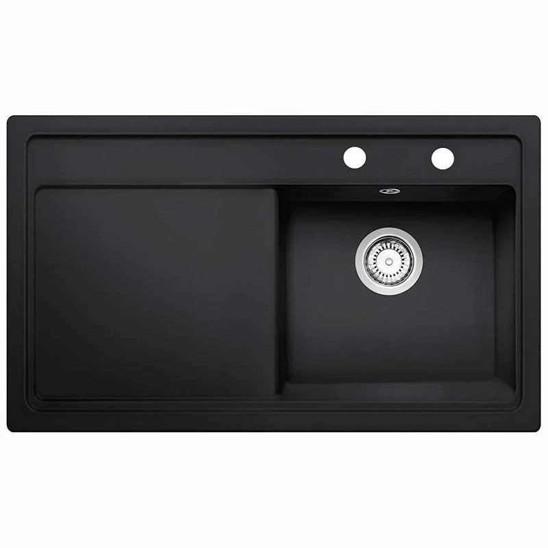 Thomas Denby Opus Compact 1 Bowl Ceramic Kitchen Sink & LH Drainer - Black Satin - OPU861LBL 1 Thomas Denby Opus Compact 1 Bowl Ceramic Kitchen Sink & LH Drainer - Black Satin - OPU861LBL