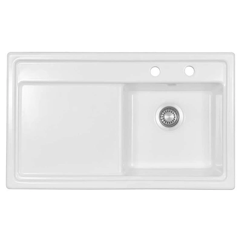 Thomas Denby Opus Compact 1 Bowl Ceramic Kitchen Sink & LH Drainer - White Gloss - OPU861LWH 1 Thomas Denby Opus Compact 1 Bowl Ceramic Kitchen Sink & LH Drainer - White Gloss - OPU861LWH