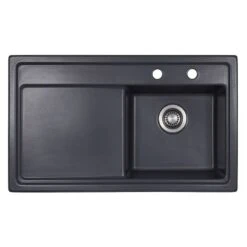 Thomas Denby Opus Compact 1 Bowl Ceramic Kitchen Sink & RH Drainer - Basalt - OPU861RBA