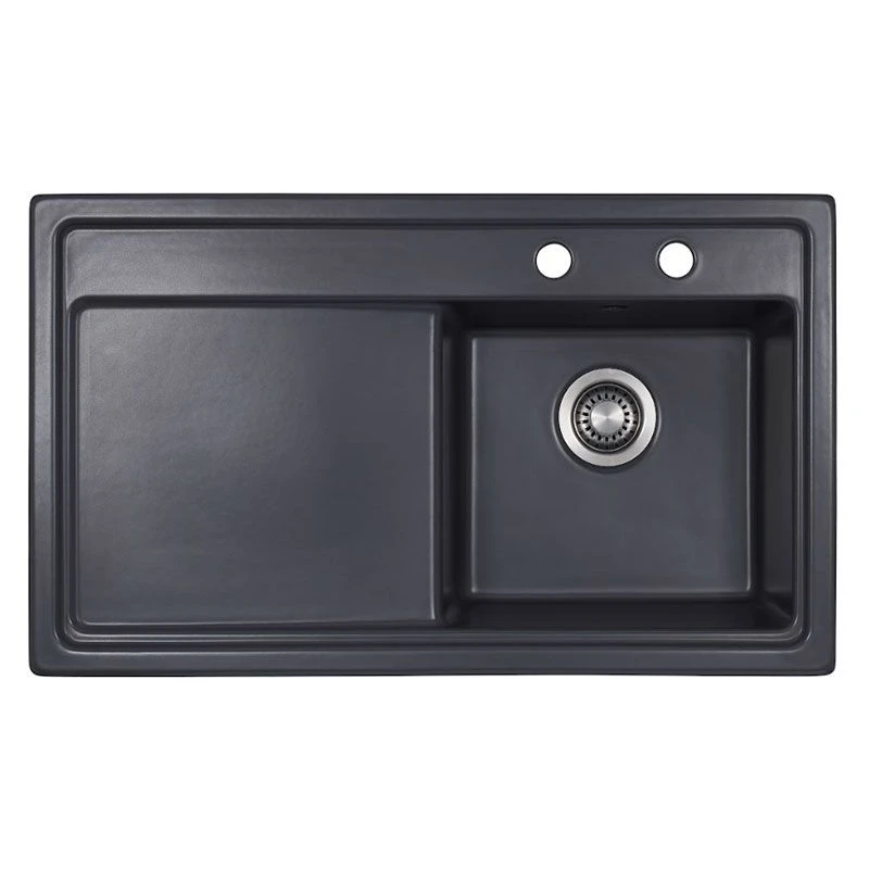 Thomas Denby Opus Compact 1 Bowl Ceramic Kitchen Sink & RH Drainer - Basalt - OPU861RBA 1 Thomas Denby Opus Compact 1 Bowl Ceramic Kitchen Sink & RH Drainer - Basalt - OPU861RBA