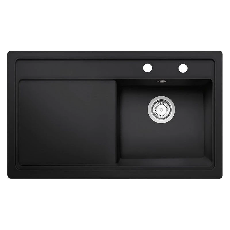 Thomas Denby Opus Compact 1 Bowl Ceramic Kitchen Sink & RH Drainer - Black Satin - OPU861RBL 1 Thomas Denby Opus Compact 1 Bowl Ceramic Kitchen Sink & RH Drainer - Black Satin - OPU861RBL