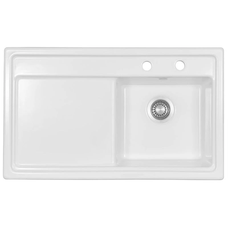 Thomas Denby Opus Compact 1 Bowl Ceramic Kitchen Sink & RH Drainer - White Gloss - OPU861RWH 1 Thomas Denby Opus Compact 1 Bowl Ceramic Kitchen Sink & RH Drainer - White Gloss - OPU861RWH