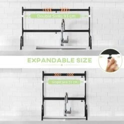 HOMCOM 2 Tier Adjustable Over The Sink Dish Drainer - Black - 801-286V00BK 17 HOMCOM 2 Tier Adjustable Over The Sink Dish Drainer - Black - 801-286V00BK -Blanco Shop oc0b10188d6780b46.jpg
