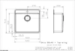 Reginox Ohio Tapwing 50 X 40 Elite Integrated Stainless Steel Kitchen Sink - OHIO 50X40 TW -Blanco Shop ohio50x40tapdimmensions