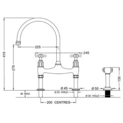 Perrin & Rowe Ionian Bridge Mixer Tap With Crosshead Handles - Aged Brass - 4172AB 5 Perrin & Rowe Ionian Bridge Mixer Tap With Crosshead Handles - Aged Brass - 4172AB -Blanco Shop p e perrin rowe 4172ab dimensions